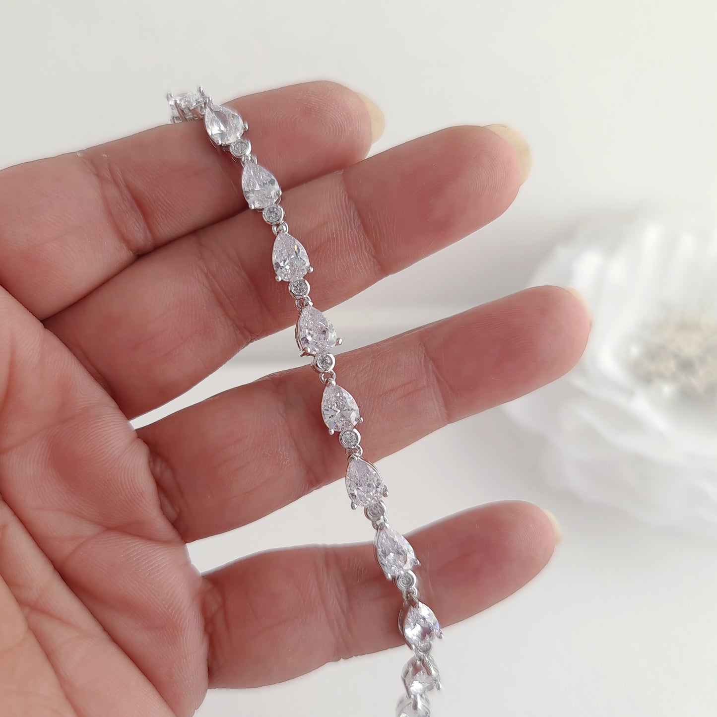 Wedding Earrings and Bracelet Set in Cubic Zirconia-Ivy