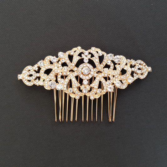 Grand Vintage Gold Hair Comb for A Statement Filigree Heirloom Gowns- Seraphina