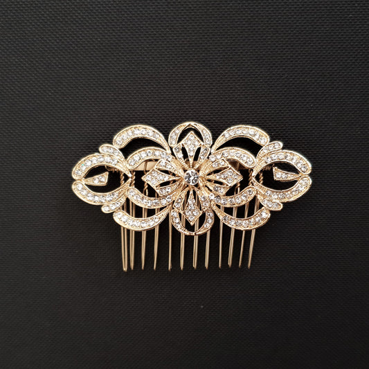 Dainty Gold Wedding Hair Comb Petite Vintage Crystal Hair Accessory-Blythe