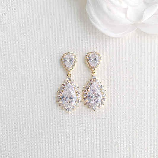 Gold Plated Teardrop Earrings for Brides & Women-Raya