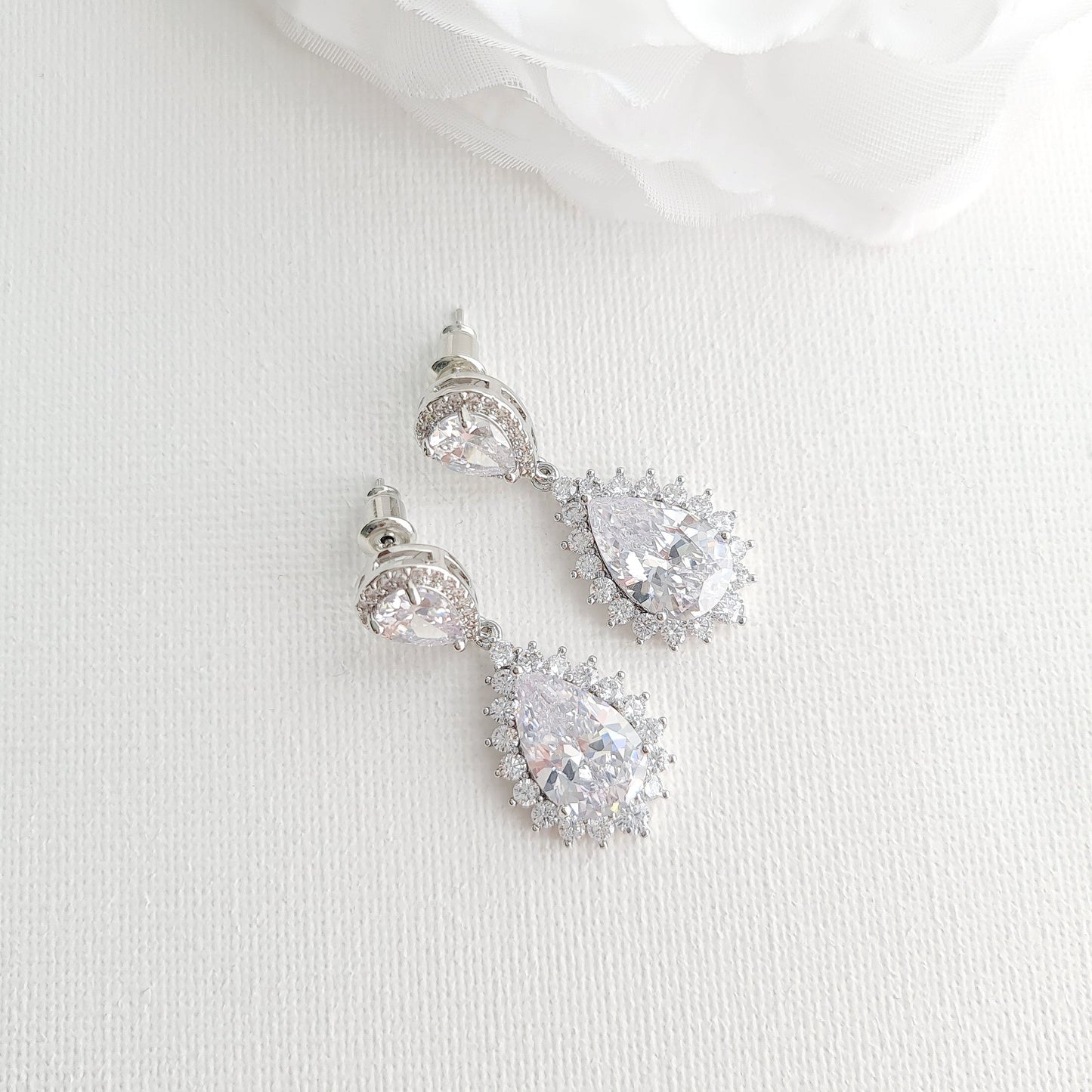 silver teardrop earrings for weddings
