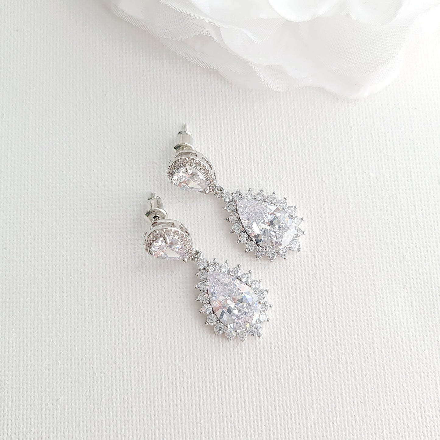 Classic 14K Gold Plated Teardrop Bridal Earrings - Raya