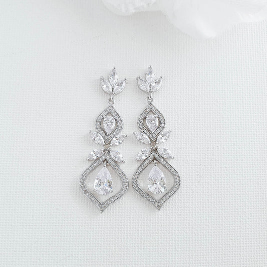 Wedding Earrings for Brides Silver- Meghan