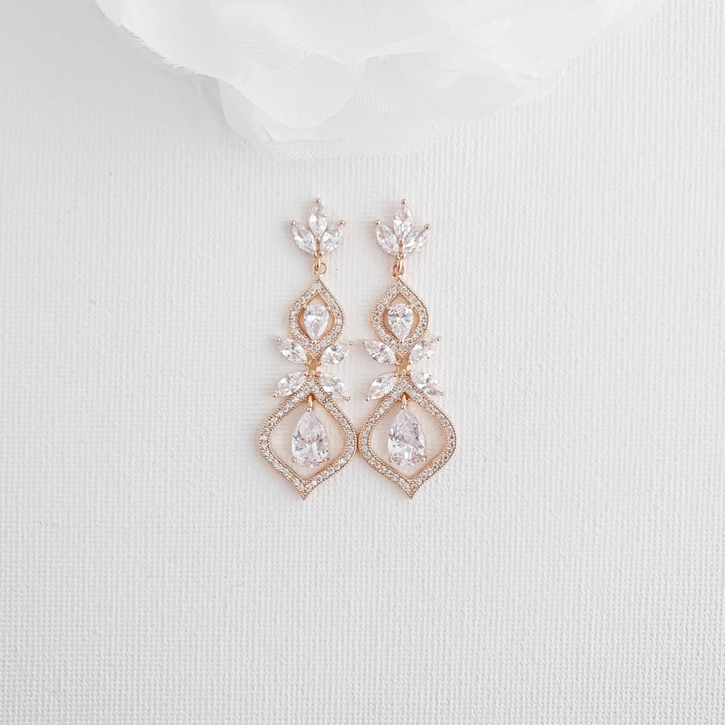 Wedding Earrings for Brides Rose Gold- Meghan