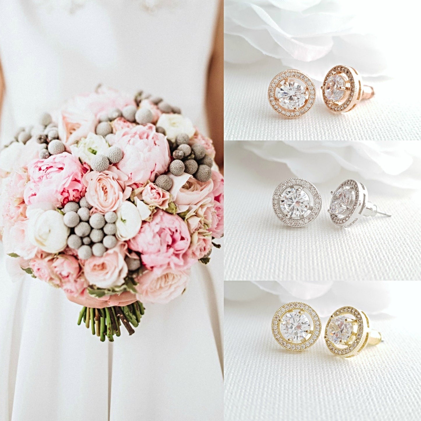 Round Stud Earrings Silver- Denise - PoetryDesigns