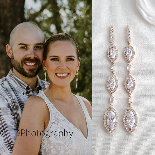 Boucles d'oreilles extra longues pour mariage et bal - Harriet