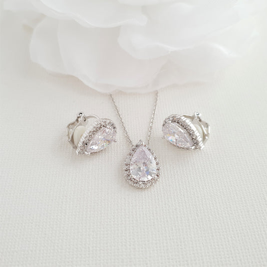 Gold Jewelry Set with Clip-on Earrings for Bridesmaid- Emma