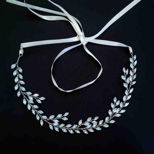 Something Blue" Hair Vine | Flexible Opal Crystal Bridal Headpiece-Demi