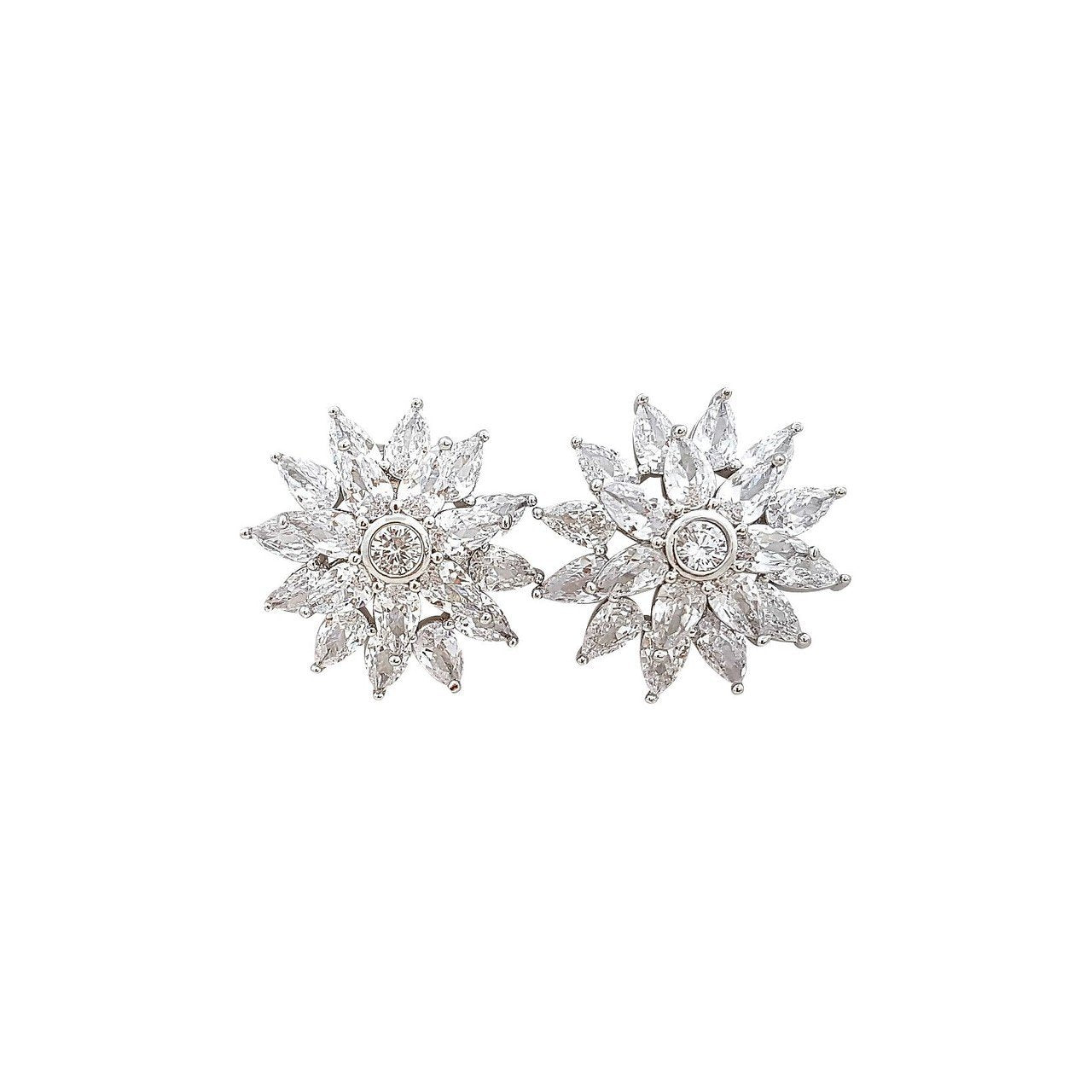 Flower Stud Earrings in Cubic Zirconia Ruth - PoetryDesigns