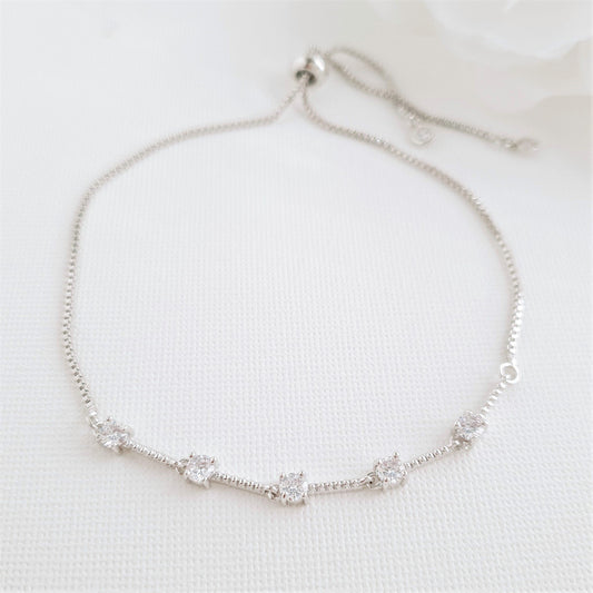 Delicate Silver Wedding Bracelets for Brides & Bridesmaids- Ginger - PoetryDesigns