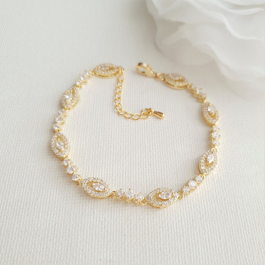 Bracelet de mariage fin en or rose - Hannah