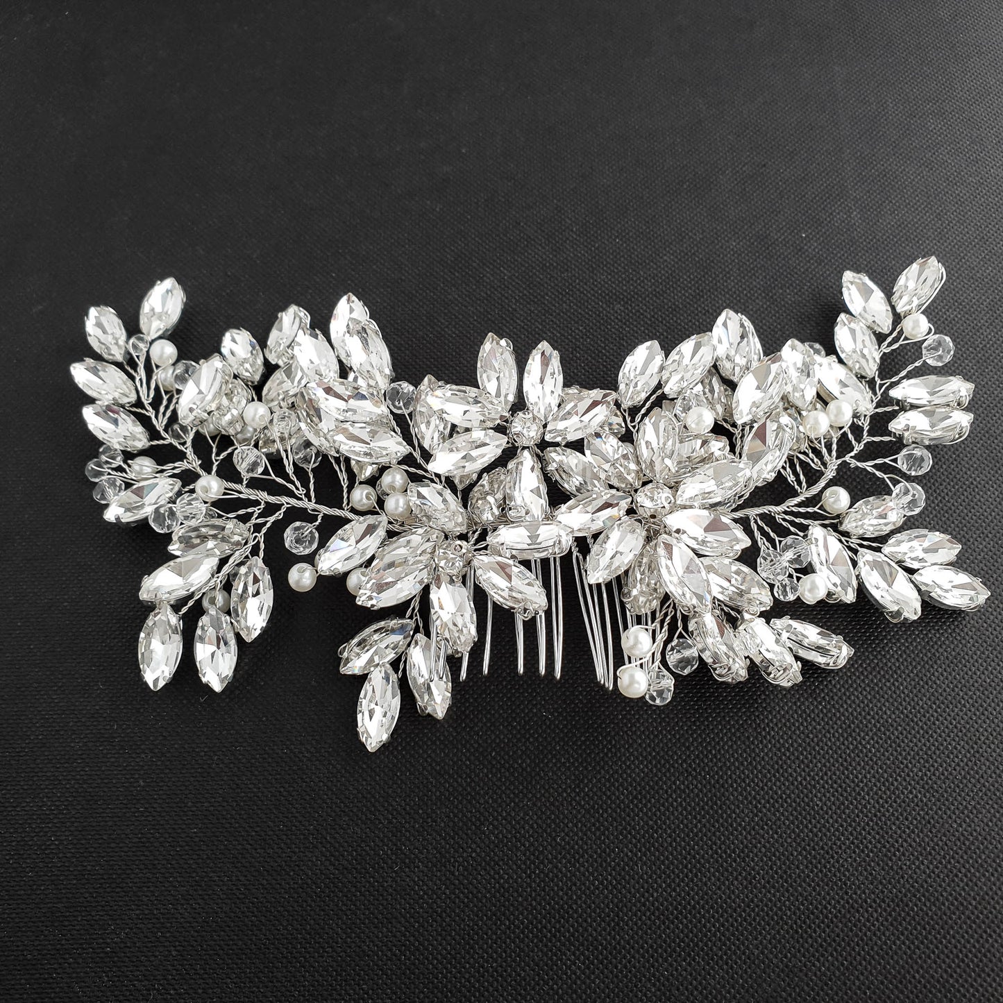 Crystal Cluster Floral Wedding Hair Comb-Leana