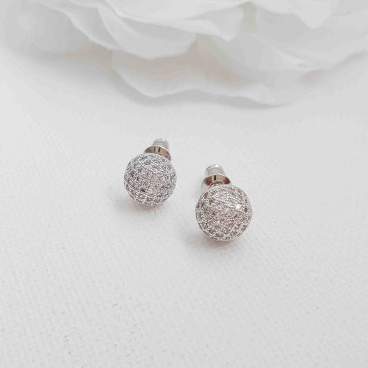 Small Pave Stud Earrings-Pamela