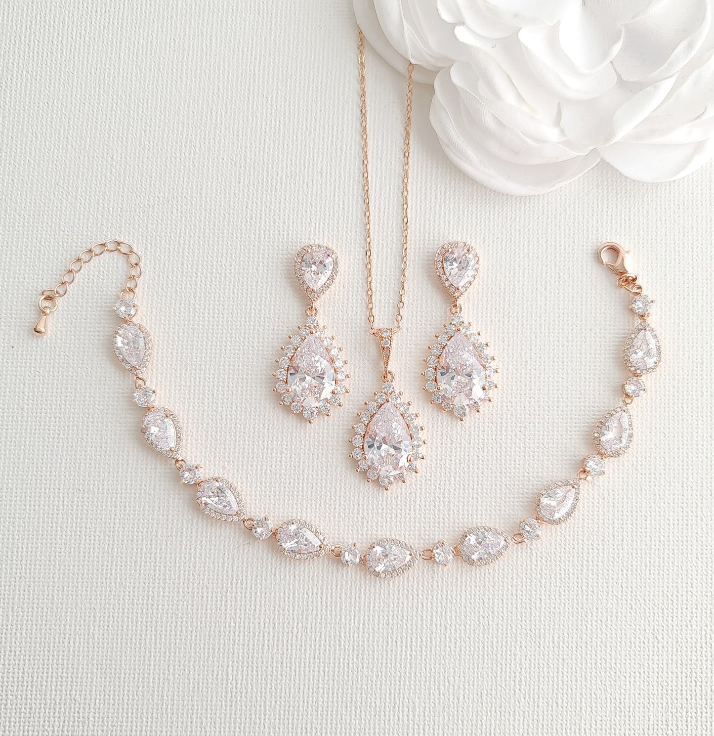 Gold Jewelry Set for Brides in Cubic Zirconia-Raya