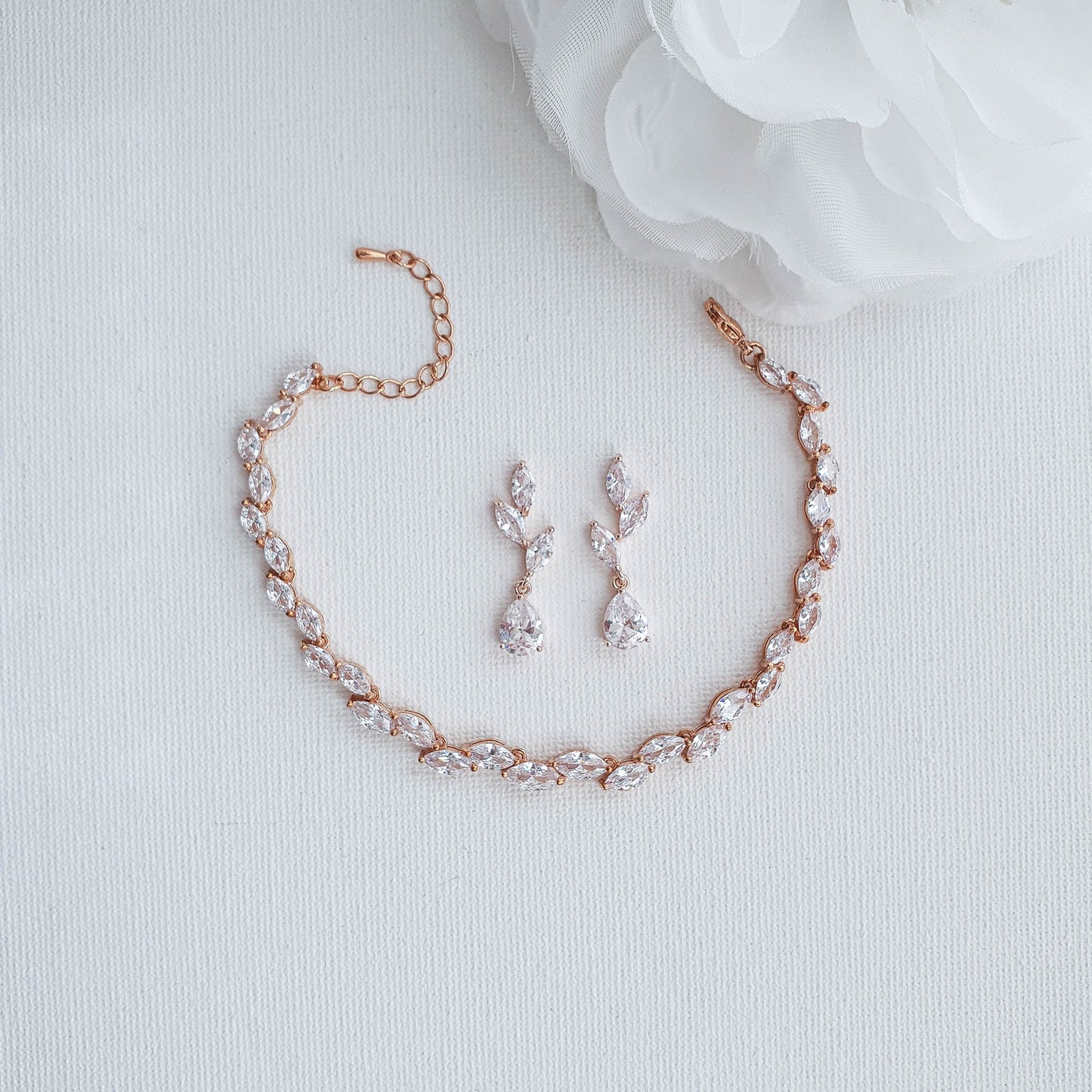 Wedding Leaf Bracelet and Earrings Set in Silver-Taylor