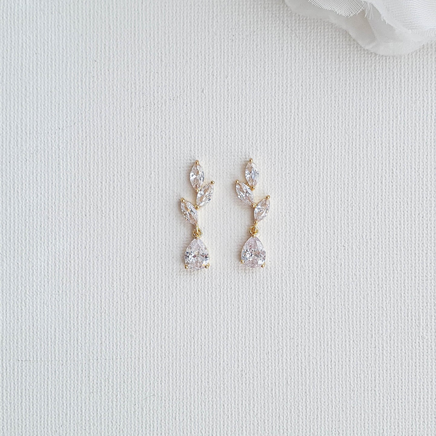Small Leaf Rose Gold Drop Earrings-Taylor