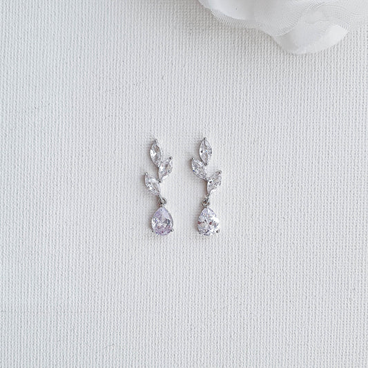 Small Leaf Rose Gold Drop Earrings-Taylor