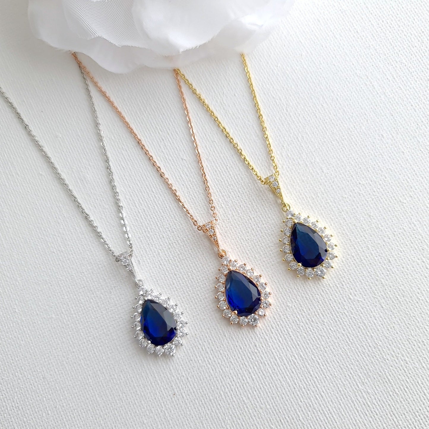 Blue & Gold Necklace with Backdrop-Aoi - PoetryDesigns