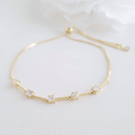 Delicate Bridal Bracelet in Gold for Brides & Bridesmaids- Ginger - PoetryDesigns