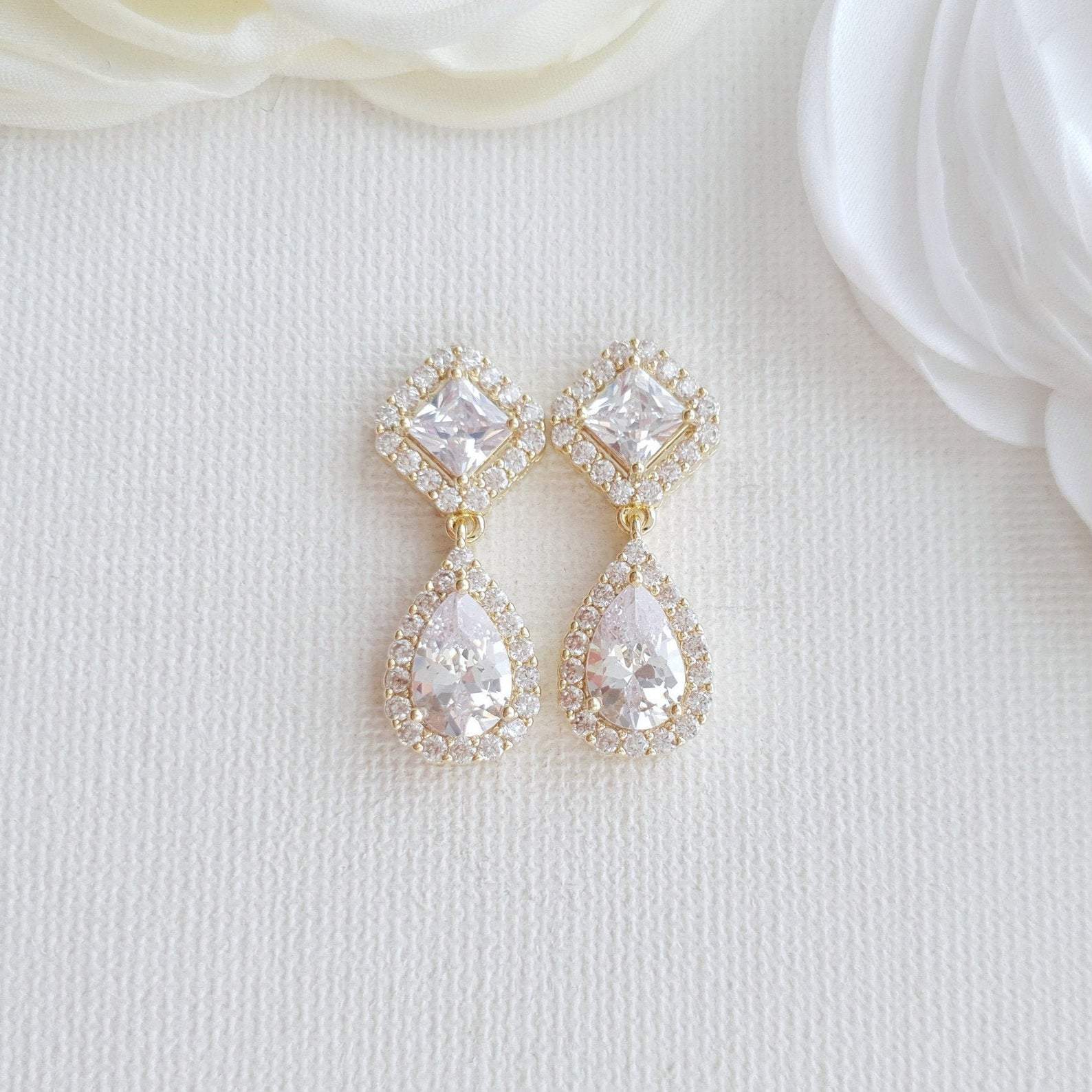 Sparkly Rich Gold Bridesmaids Earrings A Good Idea As Thank you Gift – PoetryDesigns