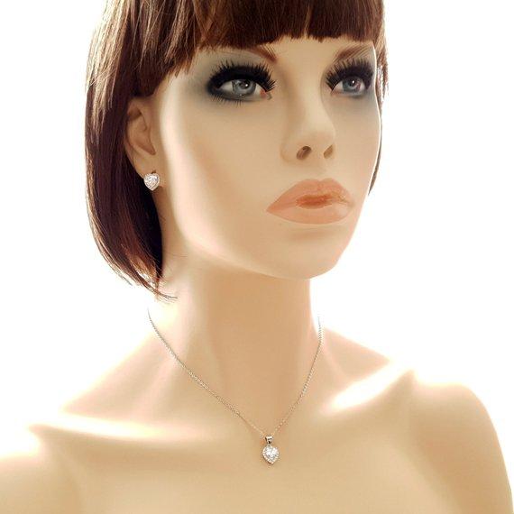 Cubic Zirconia Heart Earrings for Bridesmaids-Diana - PoetryDesigns