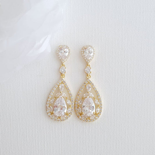 Boucles d'oreilles mariée en or rose pour mariage-Esther