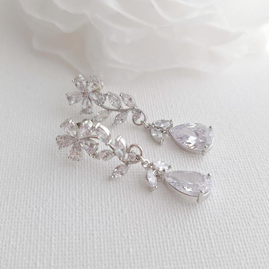 Bridal Flower Crystal Earrings- Daisy - PoetryDesigns
