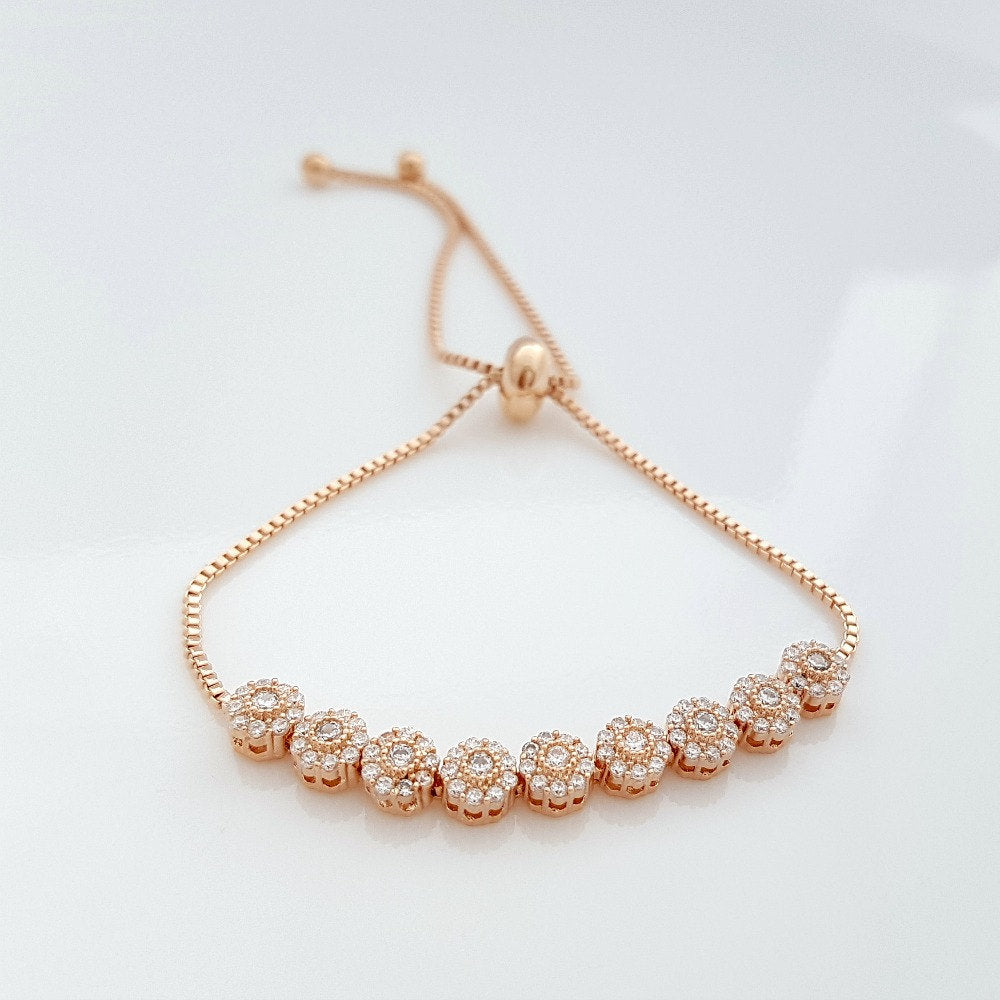 Rose Gold Crystal Bridal Bracelet Rose Gold Bridal Jewelry 