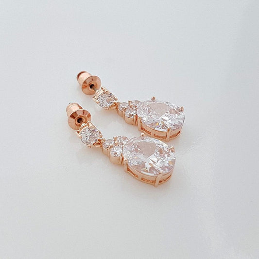 Bridal Earrings, Crystal Bridesmaid Earring, Wedding Earrings, Rose Gold, Gold, Bridal Crystal Earrings. Wedding Jewelry, Misha - PoetryDesigns