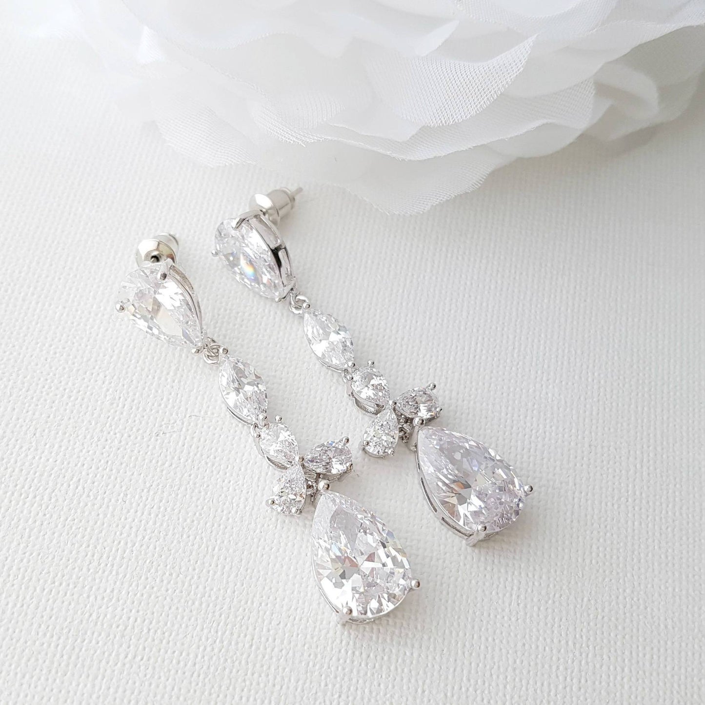 silver cubic zirconia drop earrings