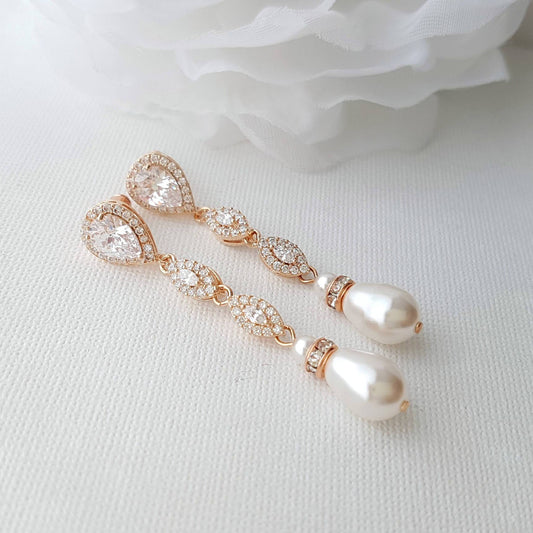 rose gold pearl earrings