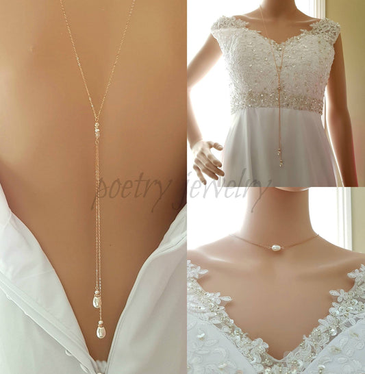 Simple Back Necklace in Rose Gold - June - PoetryDesigns
