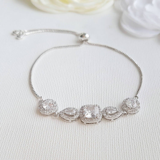 Cubic Zirconia Wedding Bracelet- Gianna - PoetryDesigns