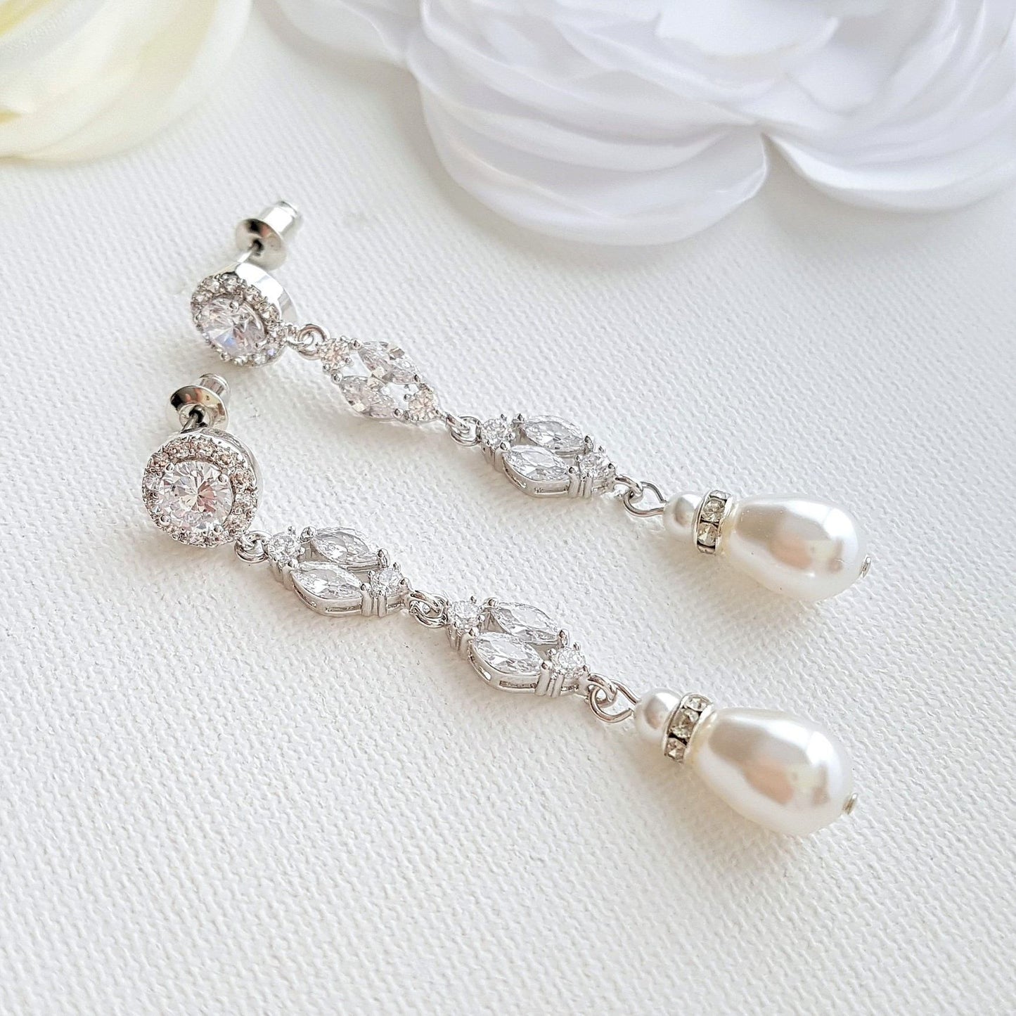 long pearl earrings wedding- Poetry Designs