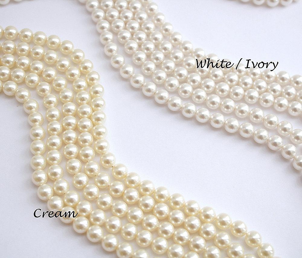 Pearl Strand & Crystal Gold Necklace for Wedding with Backdrop-Katie - PoetryDesigns