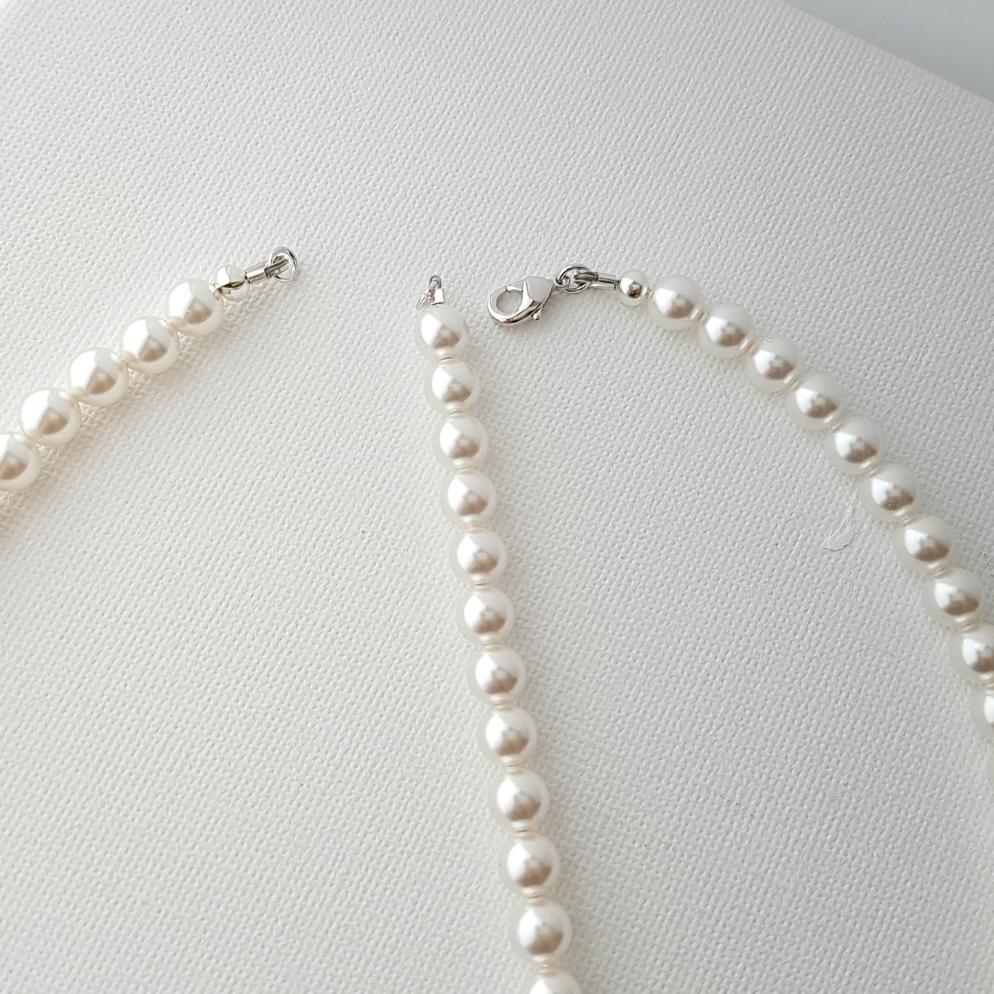 Pearl Bridal Jewelry Set in Ivory White Pearl Color with Necklace, Backdrop & Earrings-Katie