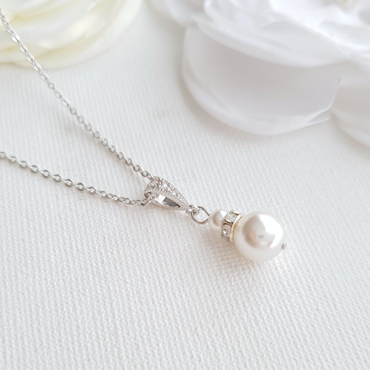 Delicate Pearl Bridal Jewelry Set: Lightweight Dangle Earrings & Necklace for Timeless Style- Hope