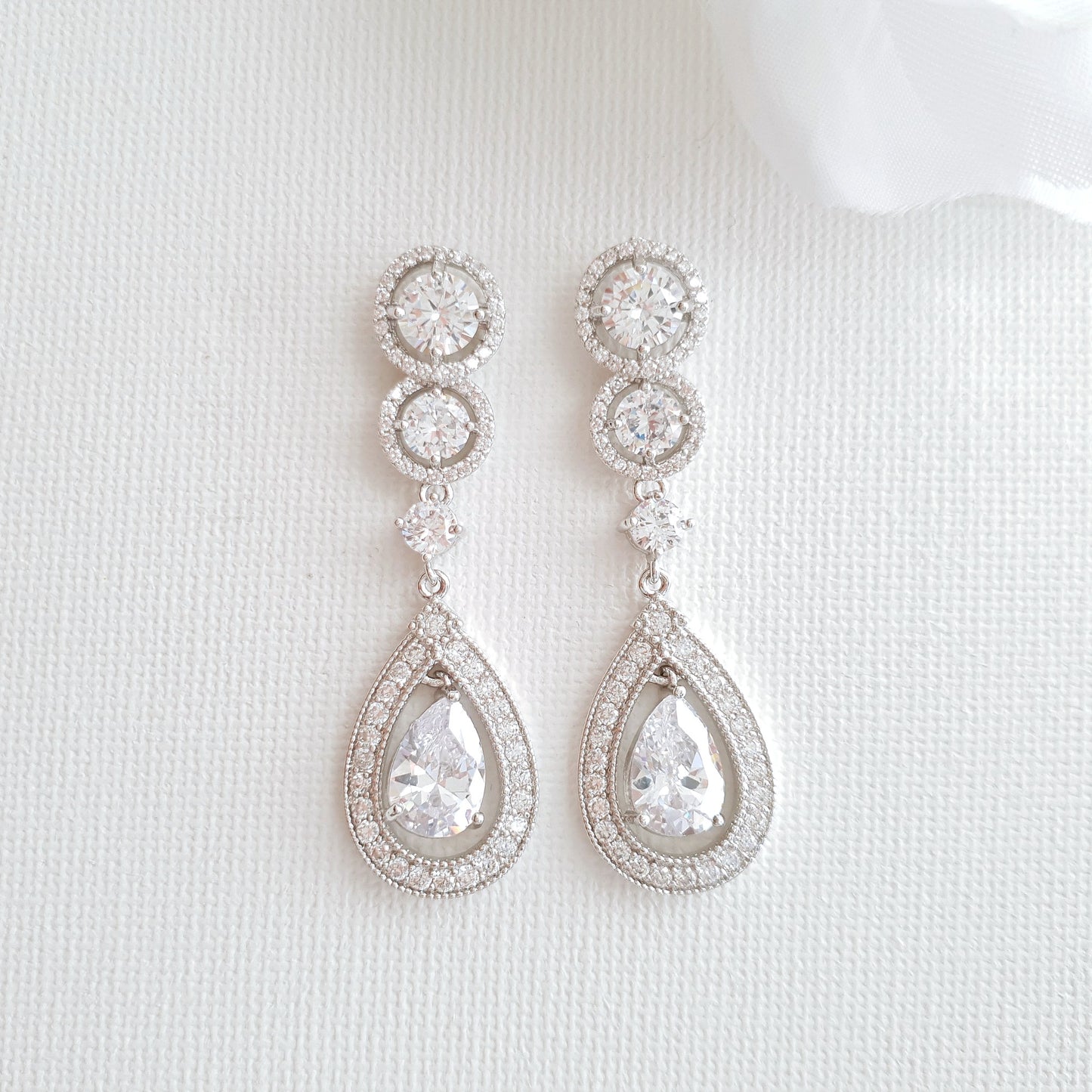 Classic Drop Earrings for Weddings in Rose Gold-Sarah