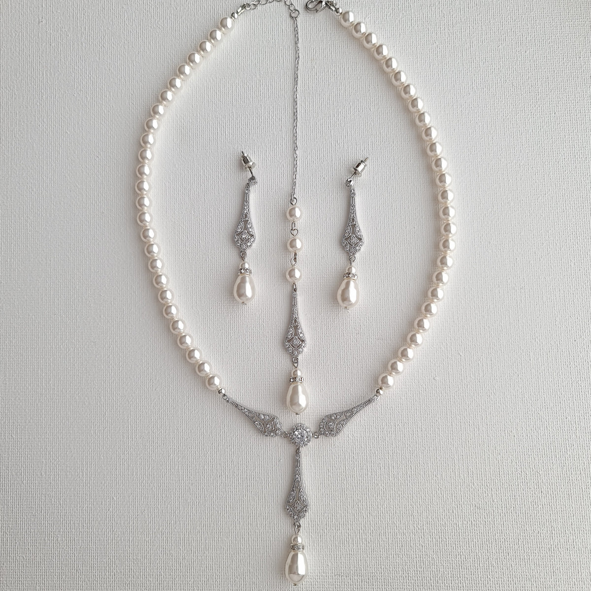 Ensemble de bijoux de mariage en or rose et perle - Lisa
