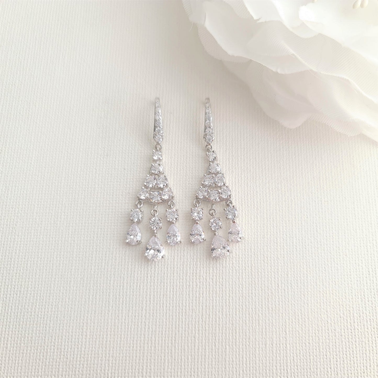Small Dangle Chandelier Earrings | Petite Crystal Wedding & Guest Jewelry - Ciara