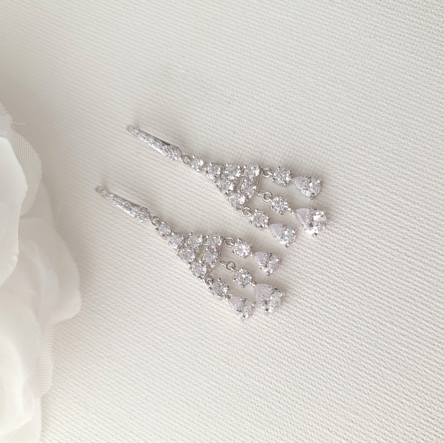 Small Dangle Chandelier Earrings | Petite Crystal Wedding & Guest Jewelry - Ciara