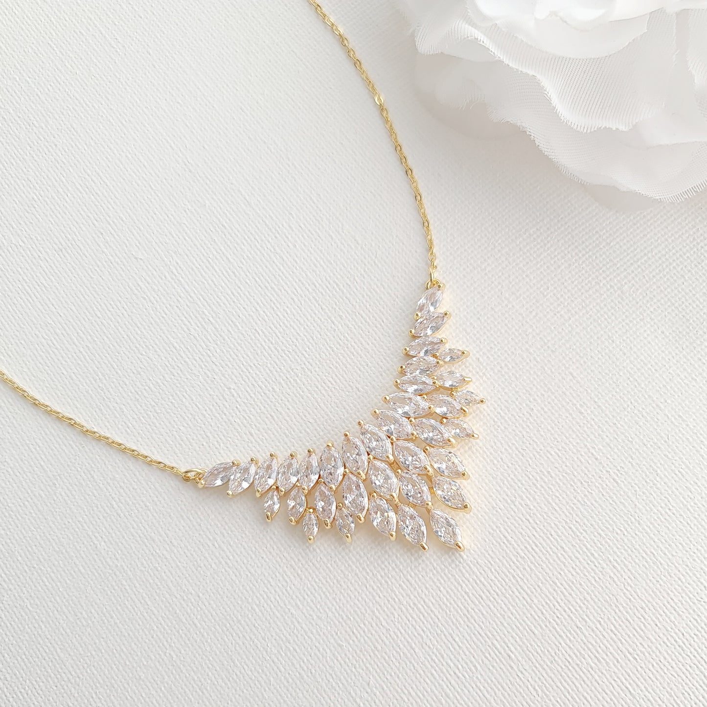 Necklace for Wedding with Cluster of Tiny Leaves-Belle