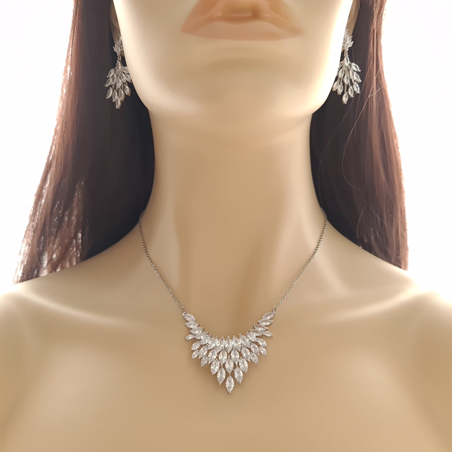 Necklace for Wedding with Cluster of Tiny Leaves-Belle