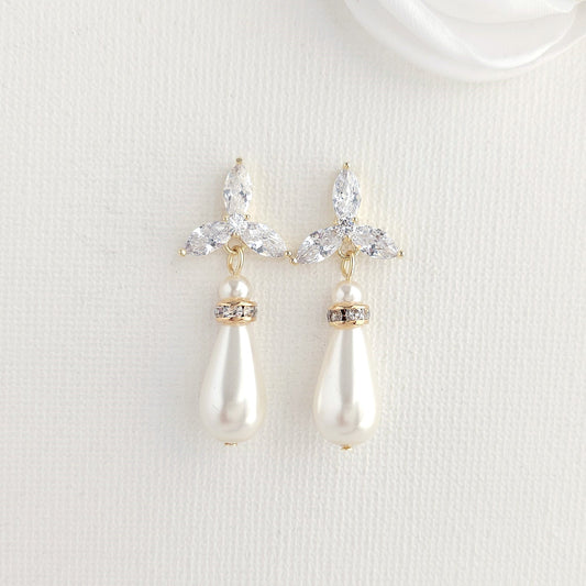 Pearl Earrings For Bridal Party in Gold- Flora