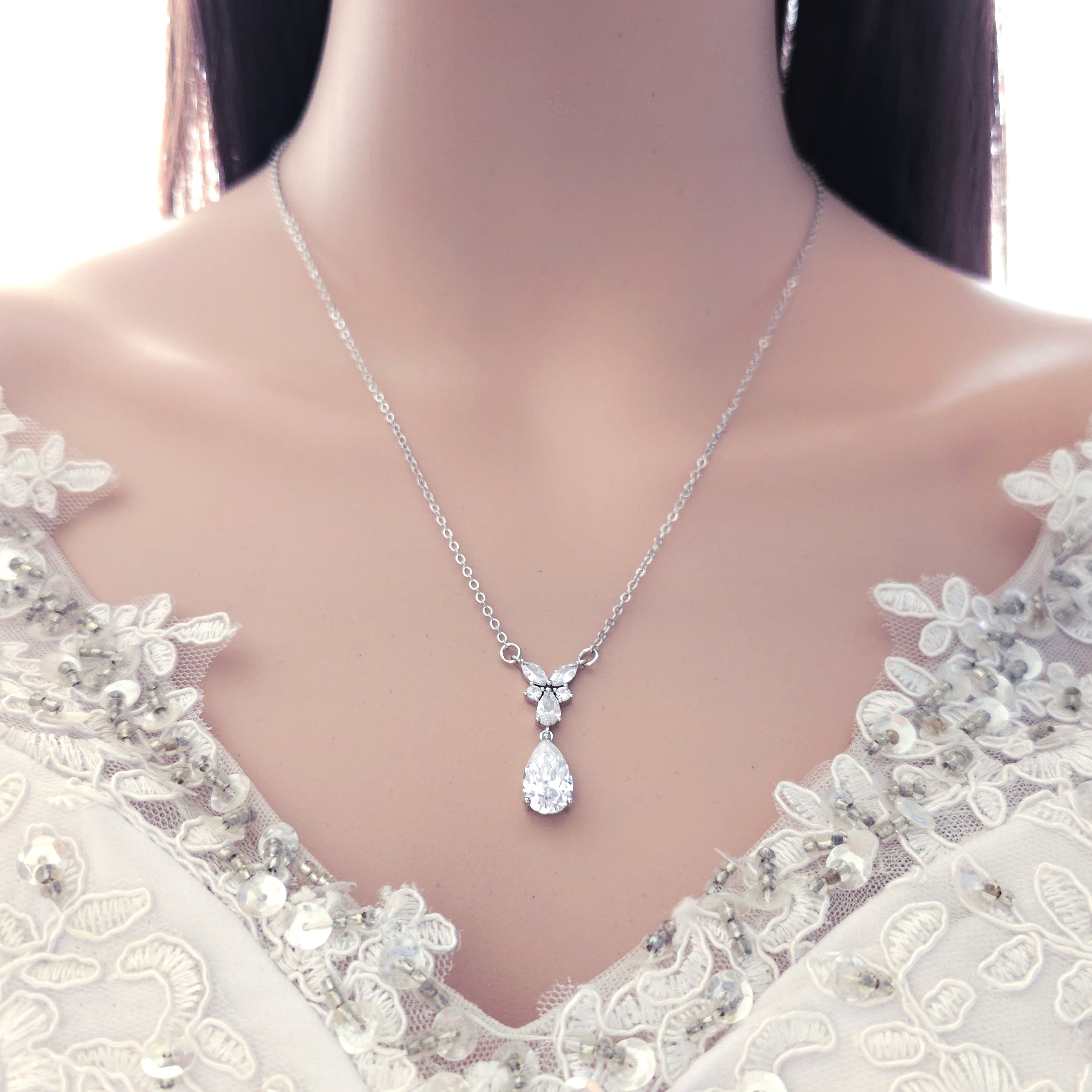 Luxury Moissanite Diamond Necklace 100% Real 925 Sterling Silver Engagement  Wedding Chain Necklace For Women Bridal Jewelry Gift - Necklaces -  AliExpress