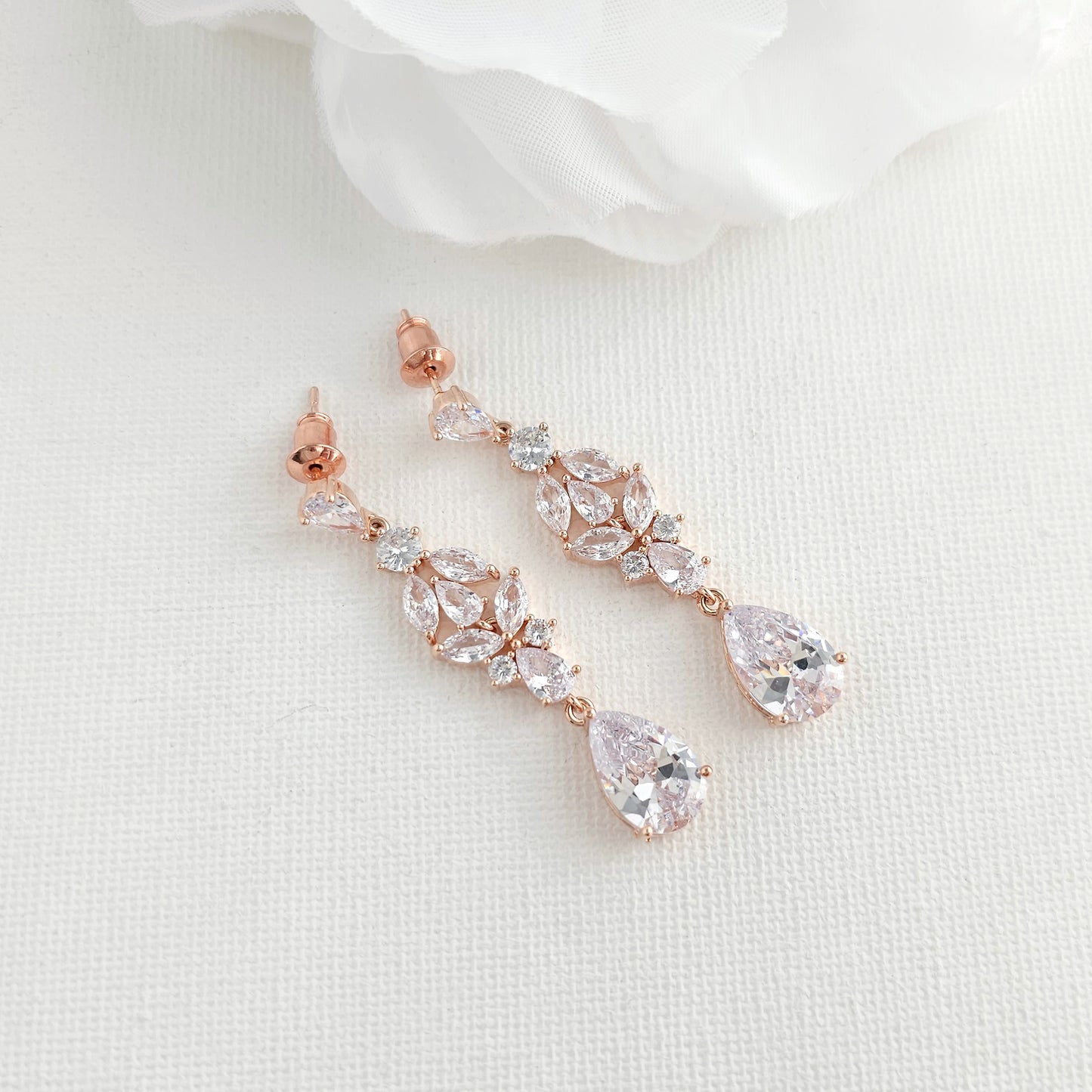 Wedding Jewelry Set in Rose Gold for Brides-Anne
