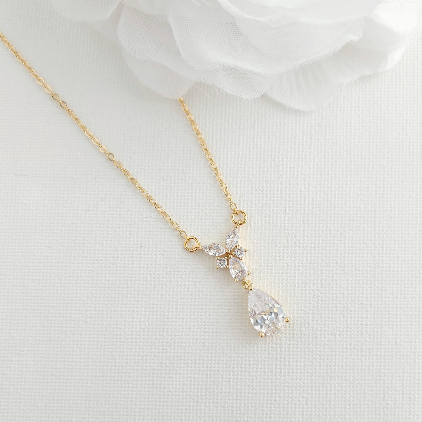 Delicate Earrings and Necklace Set for Wedding in Rose Gold-Miranda