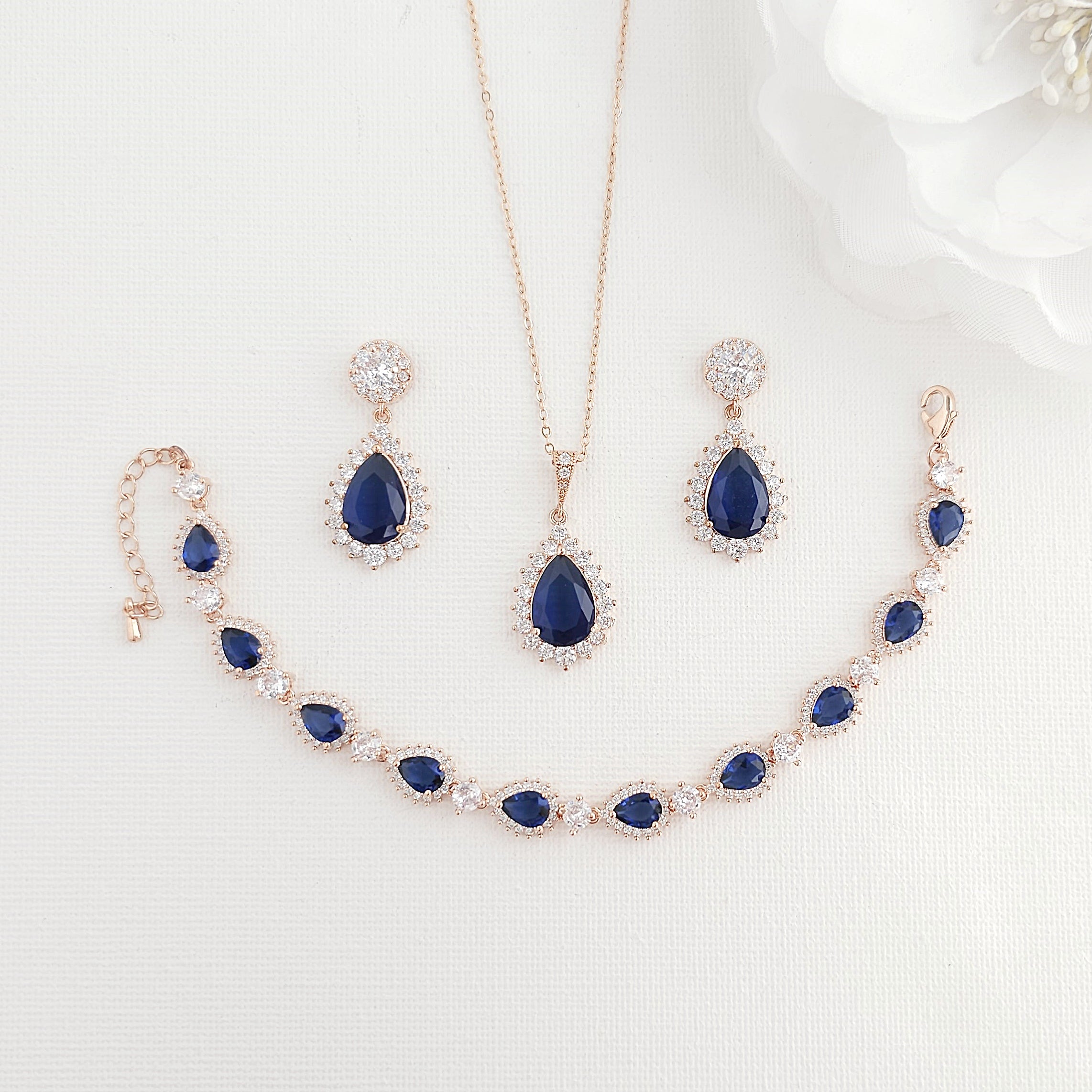 Sapphire Earring Necklace Jewelry Set for Women Girls Bridesmaid Bride  Bridal Jewelry Set for Wedding Prom Jewelry for Christmas Birthday Gifts:  Buy Online at Best Price in UAE - Amazon.ae