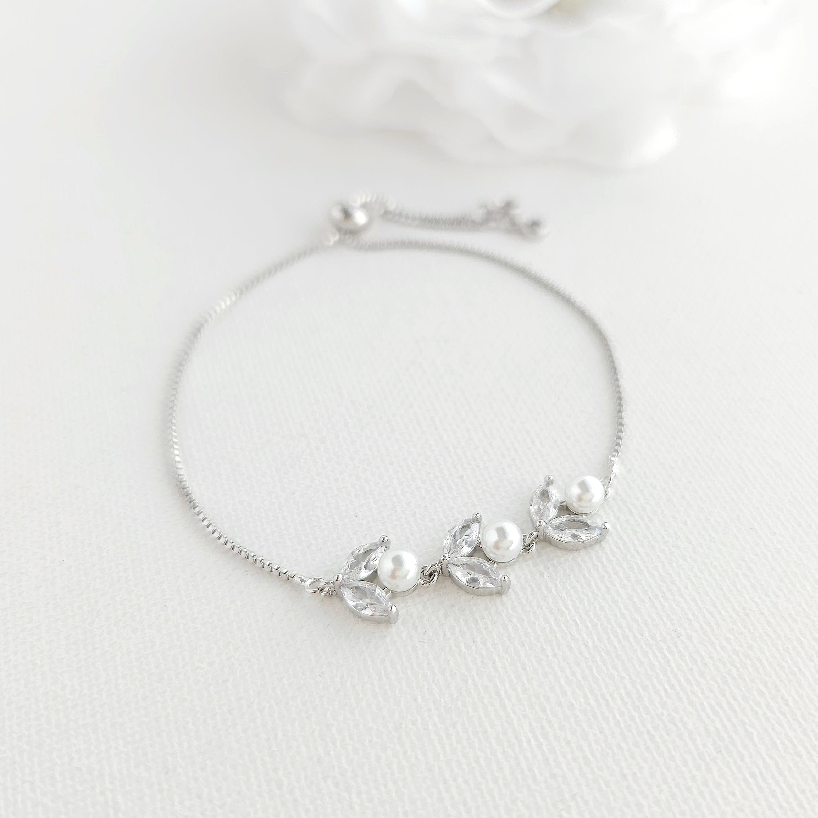 Shop CZ & Pearl Bracelet, Gift For Bridal Party, Young Adults & Brides ...