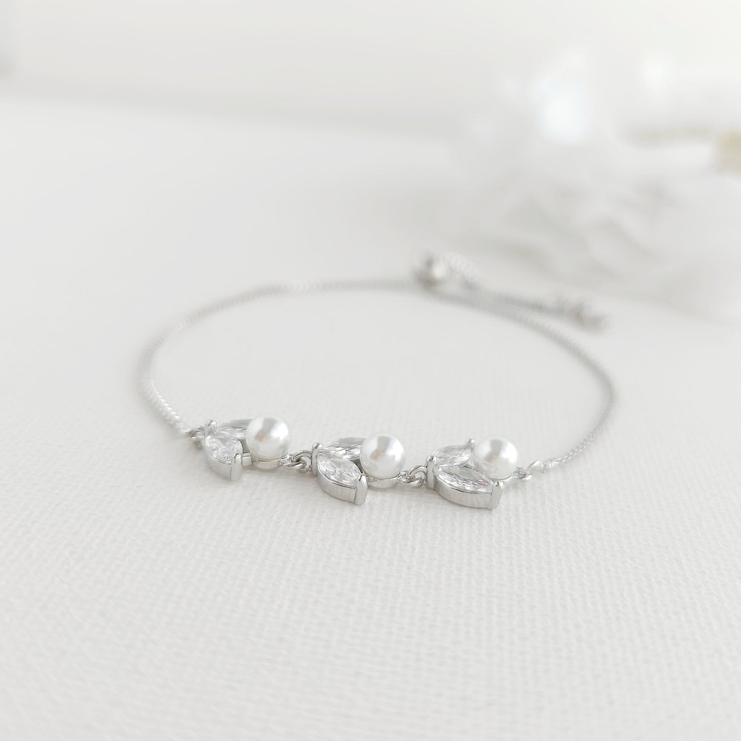 Ensemble de Bijoux de Mariée Simple-3 Pièces- Argent & Perle- Leila